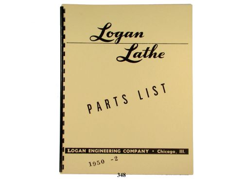 Logan Lathe Model 1950-2 Parts Manual *348