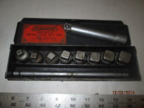 MACHINIST LATHE MILL Vintage williams socket Drain Plug set in Metal Case