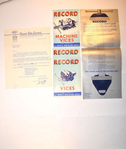 5 PC 1950&#039;s RECORD Vise Vice CATALOG ADVERTISEMENT &amp; CORRESPONDENCE LOT #RR335
