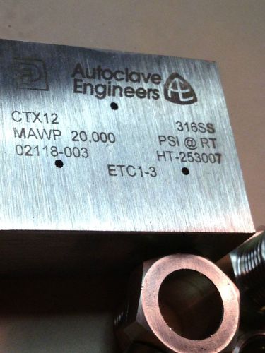 Autoclave Engineers (Parker) CTX12 Medium Pressure Tee Fitting. 20,000 PSI