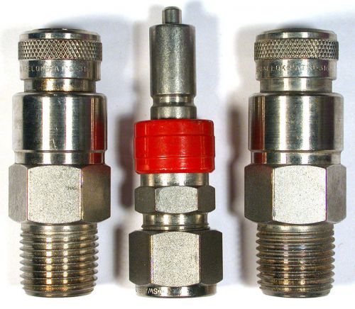SWAGELOK QUICK-CONNECT 1/2&#034;xNPT1/2&#034;Male - SS-QC8-* MATING PAIR - Stainless 3-pcs