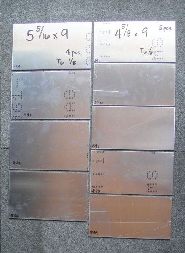 Lot 4V , 9 Pcs  Aluminum Plate 1/8 all 9&#034; Long Sheet 6061-T6 .125 1/8” Thk T6