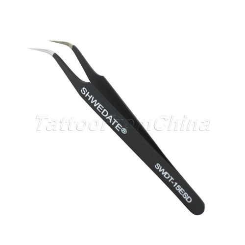 Steel Non-magnetic Anti-acid Antistatic Tip Curved Tweezers Forceps Tool 12cm