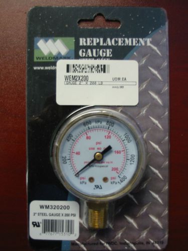 Weldmark replacement pressure gauge - 200psi - 2.0&#034; for sale