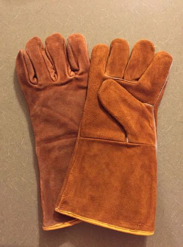 1 Pair, 14&#034; Leather Welding Gloves