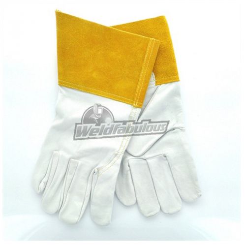 Tillman 1327M 4&#034; Cuff Goatskin Tig Welding Gloves, White, Medium | Pkg.Bulk