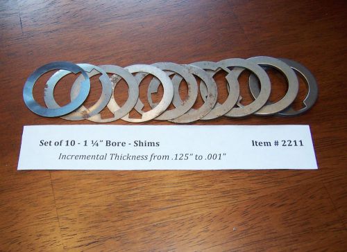 Shaper cutter spindle shim spacer  - 1 1/4” bore - set of 10 from .125” to .001” for sale