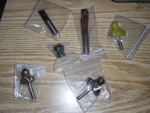 6 router bits carpenter roundover straight bottom bearing trim 1/4 bit 1/2 for sale