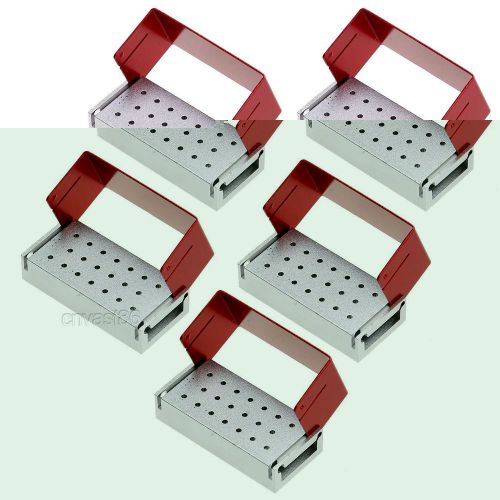 5 pcs Dental Bur ALUMINIUM Holder Block Disinfection Box Autoclave 20 Holes