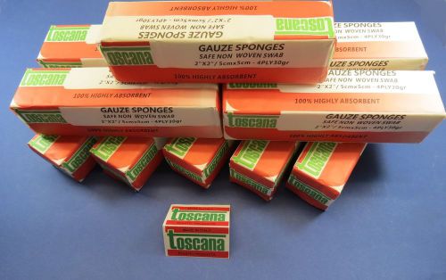 Dental Gauze Sponges 2&#034; X 2&#034; 5 X 5 Cms Kit /10 Boxes Total 2000 Pcs Gasa TOSCANA