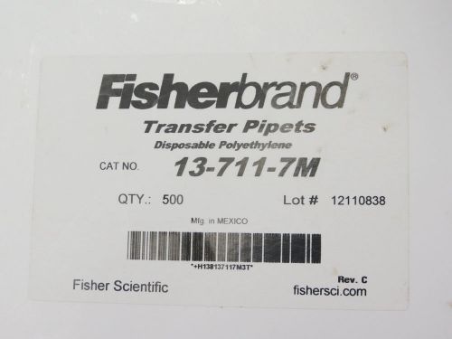 Fisherbrand Disposable Transfer Pipettes  #13-711-7M Qty 500 Pipets 15cm 7.7mL