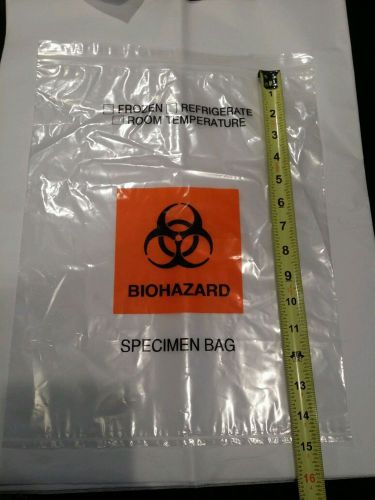 2-Pocket Zip-Closure Biohazard Specimen Bags - 12&#034; x 15&#034; Clear 10 single bags