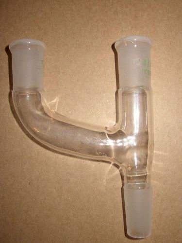 Claisen adapter.  24/40 joints.  Used.  Pyrex.  Three way adapter.