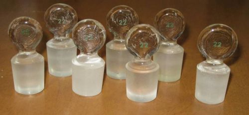 Glassware lab glass: #22 solid glass pennyhead stopper lot x7 for sale