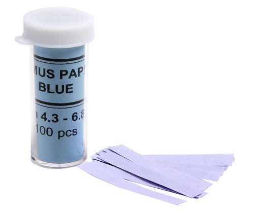 Blue litmus paper 100 strip vial indicates bases ph 6.8 and below, new! for sale