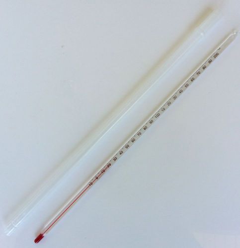 Partial immersion glass thermometer in plastic case -10°c to 200°c for sale