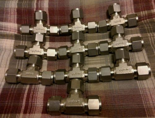 10 New Swagelok 1/2&#034; Tee&#039;s  Fittings Stainless Steel Free Shipping