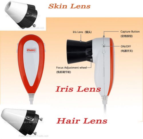 Ce 3 in1 new 5.0mp usb eye iridoscope iriscope camera+skin len+hair len+software for sale