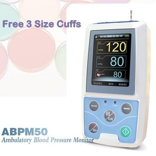 Contec handhold ambulatory blood pressure monitor+3 sizes of cuffs fda&amp;ce abpm50 for sale
