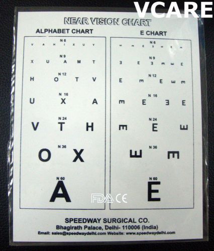 Near Vision Chart Type - II (FDA &amp; CE) OPTHALMIC VISION TESTING