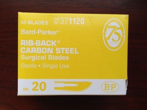 BD Bard-Parker #20 Surgical Blades Carbon Steel 50/bx #371120 Sterile Aspen