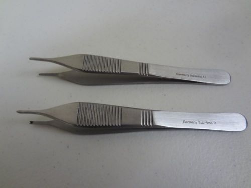 2Pcs Adson Forceps 4.75&#034;German Stainless Steel CE Surgical (Serrated +1x2 teeth)