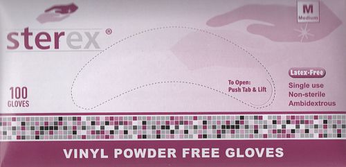 Box 100 sterex latex free powder free gloves single use s.m.l.xl for sale