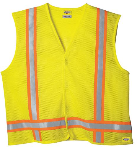 Dickies ve200ay l/xl large/ extra large high visibility yellow ansi class 1 tri- for sale