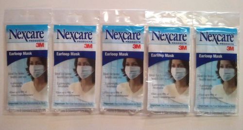 Lot of 15 Masks- Nexcare 3M Lightweight Earloop Disposable Face Mask- 5 Packs