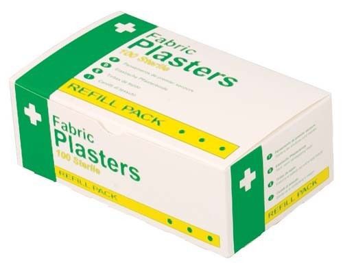 First Aid Plasters Refill Pack Fabric/Waterproof/Blue Sterile Plaster 100/Box