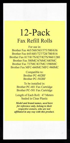 12-pack of PC-402RF Fax Film Refill Rolls for Brother Fax MFC-660MC &amp; MFC-960MC