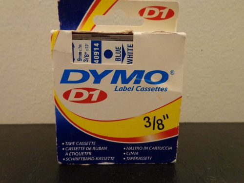 Dymo D1 Tape Cassette Cartridge 3/8&#034;  Blue on White