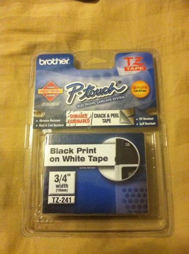 Brother TZ241 Tape Black Print on White Tape 3/4 width 18mm