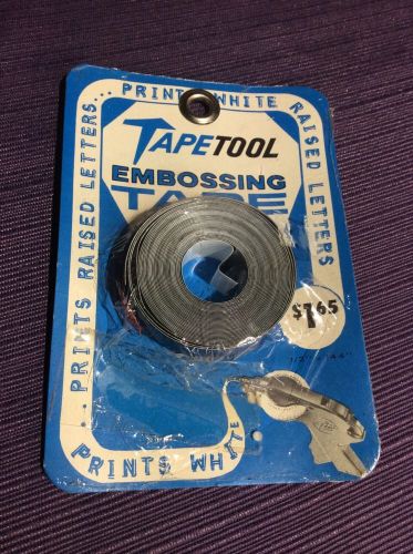 Vintage Tapetool Embossing Tape Black Tape 1/2&#034; X 144&#034; Prints White