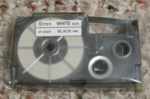 Casio 9mm Tape IR 9WE Label Black Ink on White Tape New