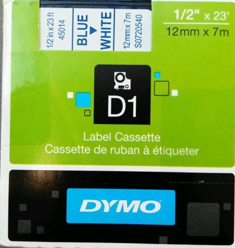 Dymo 45014 DYMO D1 Standard Polyester Label Tape, 1/2&#034;x23&#039; Size, Blue/White