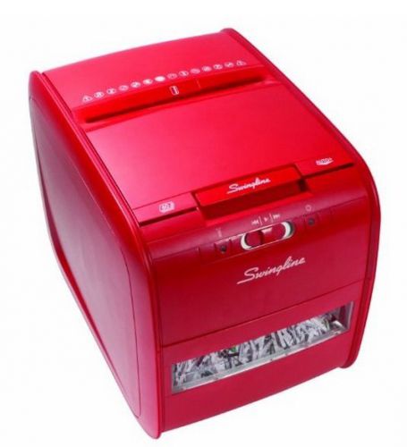Red Paper Shredder Stack-and-Shred 60 Sheets Hands Free Cross-Cut Home Office