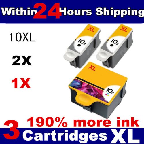 3x kodak 10 xl black &amp; 10c color ink cartridges for kodak all-in-one printer for sale