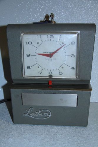 Lathem Time Recorder Clock - Model 4051  2 case keys and clock key.  Works.