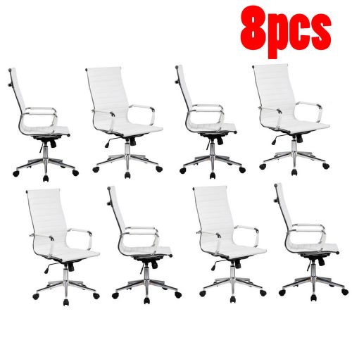 Set of eight (8) conference room office computer chairs lot high back adjustable for sale