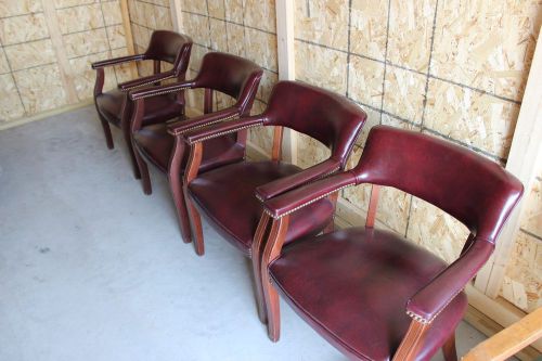 Captains Style Chair Casters Wood Arm Vinyl Office Desk Reception Faux Leather