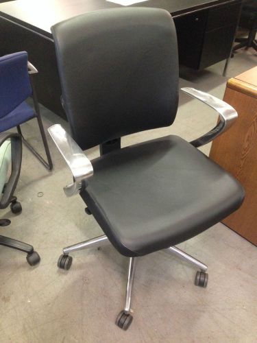 MANAGER&#039;S CHAIR by ALLSTEEL OFFICE FURNITURE in BLACK COLOR LEATHER FULLY ADJUST