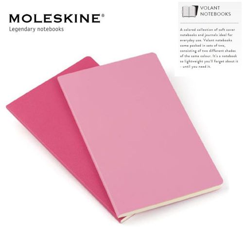 Moleskine pink magenta volant notebooks set of 2 plain paper ex small 6.5x10.5cm for sale