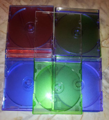 Mixed of 20 Slim CD DVD Jewel Square Plastic Neon Colored Case Storage