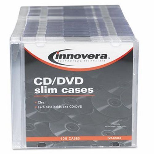 Innovera CD/DVD Polystyrene Thin Line Storage Case, Clear, 100/Pack (IVR85800)