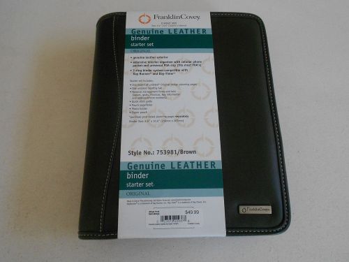 Franklin Covey Genuine Brown Leather Original Binder Starter Set 8.5&#034; x 10.5&#034;