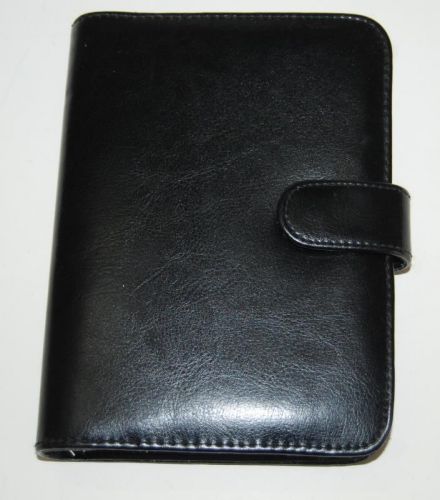 New black faux leather weekly day planner organizer address book snap closure for sale