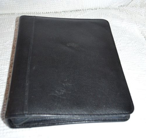 Franklin Quest Covey Black Top Grain Pebbled Leather Zip Planner 1.75&#034; Classic