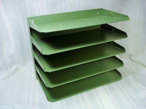 VTG Industrial Metal Green 5 Tier Legal Size Desk File Sorter Tray Organizer