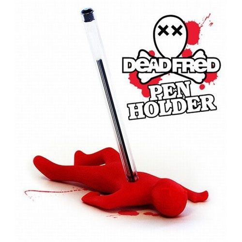 Dead Fred Pen Holder Red Silicone Rubber Pen Pencil Holder with Retail Package